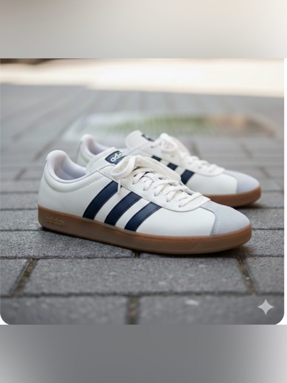 Adidas Women’s  VL Court Base Off White and Navy Sneakers. NWBox Size 9